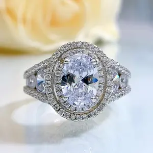 Большое кольцо с бриллиантами в новом стиле из серебра 925 пробы с платиновым покрытием для мужчин и женщин, кольцо с цирконием в гонконгском стиле для пар