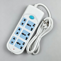 Regleta de Enchufes Universal para Uso Industrial y Doméstico con 6 Tomas de Corriente Alterna, Cable de 2 m, Puertos de Carga USB, IP22, 110-250 V