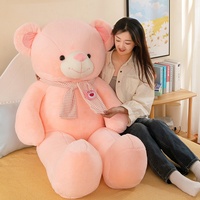 Ours en peluche court en coton PP extra doux, soigneusement sélectionné, avec écharpe, pour filles (80cm-150cm)