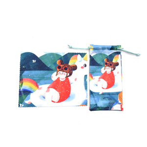 <span class=keywords><strong>Microfibre</strong></span> en tissu souple <span class=keywords><strong>pour</strong></span> lunettes, poche de nettoyage, cordon de serrage, lunettes, sac de rangement avec logo - Product Image 4