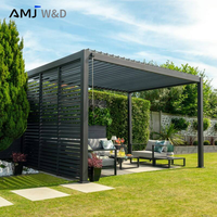 Pergola bioclimatique électrique de luxe à lames rétractables, pavillon moderne en alliage d'aluminium pour jardin 3x3 4x3