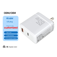 Chargeur mural GaN PD 65W ETL à double port USB Type-C avec prise US Shenzhen Lvxiangyuan, compatible avec les ordinateurs portables