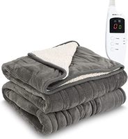 Plaid chauffant électrique double pas cher 50" x 62" avec 3 niveaux de chaleur, tricoté 100% polyester, anti-acariens, pour l'hiver et la maison