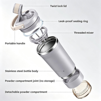 Bouteille shaker isotherme personnalisée YEWAYOGA avec compartiment de rangement intégré pour mélangeur et poudre protéinée, idéale pour la gym et les sports