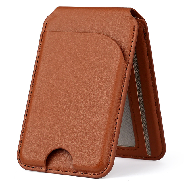 Premium PU Leather Magsafe Magnetic Credit Card Wallet RFID Blocking Slim Cover Adjustable Phone Stand 10mm Thick Fashion iPhone