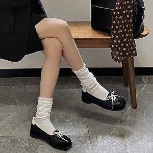 Bailarinas Estilo Francés con Lazo para Mujer, Diseño Inglés, Punta Cuadrada Poco Profunda, Parte Superior de Cuero Genuino, Suela de Goma - Product Image 3