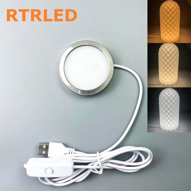 Bambu Lab LED Lamp Kit 001 DIY Hardware Kit Bambu Lab Led Lamp Kit Lamp Shell 001 Led Round Light with Plug for 3d Printer
