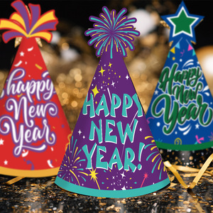 Kit Colorato per Festa di Capodanno: Set di 12 Cerchietti di Carta e Cappelli a Cono per Celebrazioni in Casa e al Bar - Product Image 4