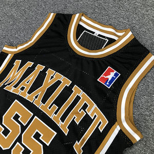 Custom Zwarte Retro Basketbal Jersey Borduurwerk Logo Design Klassiek Retro Mesh Basketbal Shirts - Product Image 4