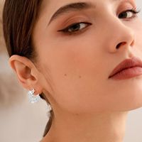 De perhiasan halus anting-anting Moissanite desain bunga perak murni anting-anting Moissanite penuh perak 925 anting-anting Moissanite