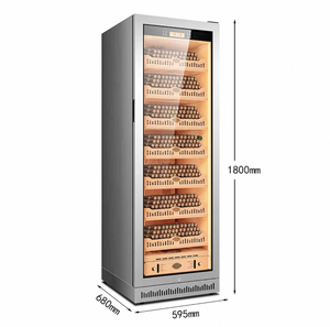 Humidor à cigares électrique et à gaz en acier inoxydable avec affichage numérique, revêtement en cèdre, refroidissement par air, anti-buée automatique et porte vitrée, écologique - Product Image 5