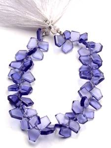 Tanzanite ลูกปัดหินเหลี่ยมเพชรพลอย8-10มม. สีควอทซ์พร้อมการเจาะด้านข้าง - Product Image 3
