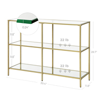 Console d'entrée rectangulaire moderne de style luxueux avec plateau en verre pour salon, appartement et bureau à domicile