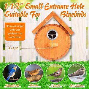 Casa para Pájaros de Madera con Protección Metálica Contra Depredadores, Nido Seguro para Aves, Comedero Colgante para Jardín Exterior, Forma Redonda, Tamaño Mediano - Product Image 3