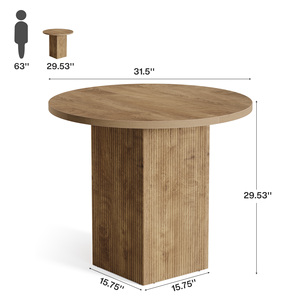 Petite table de bureau Tribesigns avec piédestal en bois cannelé pour gagner de la place, petit bureau rond pour salle de réunion - Product Image 2