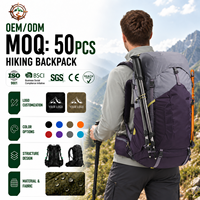 Sac à dos de randonnée, de voyage et de camping en montagne, léger, imperméable, 50L, avec logo personnalisé et cadre interne.