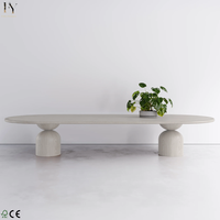 Table à manger ovale en chêne massif de style nordique moderne de haute qualité pour 8 personnes, pour villa, hôtel et salle à manger