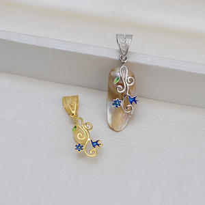 Pendentif en argent S925 fait main avec perle baroque, accessoire vide pour femme, support, composants de bijoux en perle extraterrestre 1429 - Product Image 4