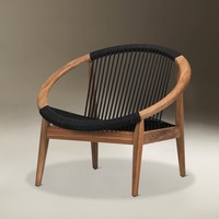 Fauteuil d'extérieur moderne en teck à assise profonde avec design en corde tressée, ensemble de chaises de loisirs pour jardin