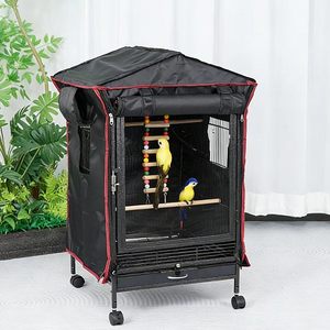 Funda para Jaula de Pájaros Duradera, Transpirable y Lavable, con Cierre, Bandeja de Plástico, Universal, Negra, Impermeable, Estilo Moderno - Product Image 1