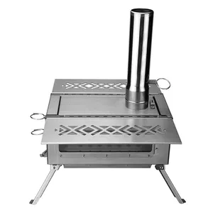 Portable Steel and Stainless Steel Tent Stove with Chimney Pipes for Winter Camping Hunting and Outdoor Cooking