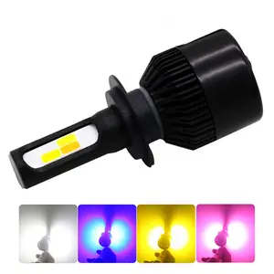 S2 Four-Color 4 side LED Car Headlight H4 LED H7 red bule yellow and white H11 H3 S2 led headlight