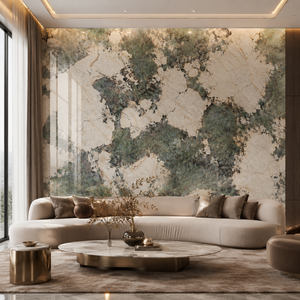 Losas de piedra sinterizada con aspecto de mármol verde esmeralda Victoria Gold, losa de porcelana con aspecto de mármol pulido, 1600 x 32 - Product Image 5