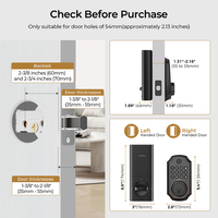 Serrure de porte intelligente Arpha D280W Wifi Tuya App, contrôle à distance, empreinte digitale, mot de passe, entrée sans clé, pour porte en bois intérieure/extérieure, USA