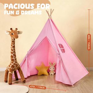 Tente <span class=keywords><strong>tipi</strong></span> indienne en tissu de coton <span class=keywords><strong>rose</strong></span> de luxe, tente de jeu intérieure pour enfants, tente de camping pliable pour enfants, cadeaux pour bébés - Product Image 2