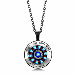Iron Man Heart Time Gem Retro Style Women's Sweater Chain Necklace Fashionable Crystal Glass Pendant Energy Gathering Alloy