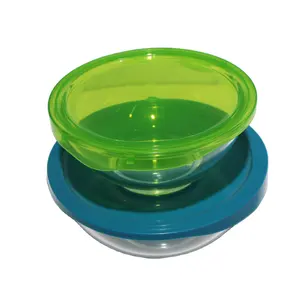 LINUO High Borosilicate Glass Food Storage Glass Mixing Bowl Glass Fruits and Vegetables Salad Bowl with PP Lids