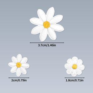 แผ่นรีดลายดอกเดซี่3ขนาดสำหรับเสื้อผ้ากระเป๋ารองเท้า
