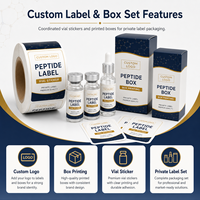 Maßgefertigte Peptid-Etiketten und Schachtel-Druckset, Fläschchen-Aufkleber-Verpackungsset für Kleinflaschen, Private Label Marken Großhandelslieferant