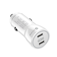 Chargeur de voiture rapide 60W double port PD QC3.0 avec protection OTP USB-C pour téléphone portable et tablette, adaptateur allume-cigare