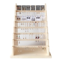 Large Detachable 8 Layer Pine Wood Timber Flat Bars Earrings Holder Rack Stand for 56 Pair of Earrings Display