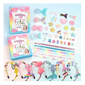 Children <b>Headband</b> Art Kit Make Own Fashion Hairbands Mermaid Wings Gems Ribbons Creative Holiday Gift Pack Toy - Product Image 6