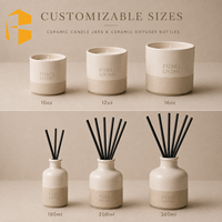 FUBEI LIVING Coffret Diffuseur à Bâtonnets et Bougie en Céramique, Parfum d'Ambiance de Luxe pour la Maison, Bicolore Crème et Sable Mat, Idéal Cadeau de Pendaison de Crémaillère