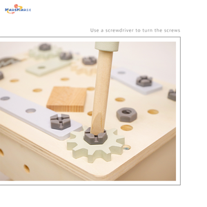 MarsMarie <span class=keywords><strong>Bois</strong></span> Montessori Outil Établi CPC Certifié Vis Écrou Assemblage Conseil Motricité Fine Modèle <span class=keywords><strong>Jouet</strong></span> Faire semblant Jouer - Product Image 4