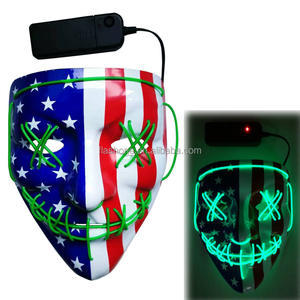 Masker kawat El bendera Amerika LED topeng menyala mode untuk hari indliontin topeng Festival 4 Juli - Product Image 5