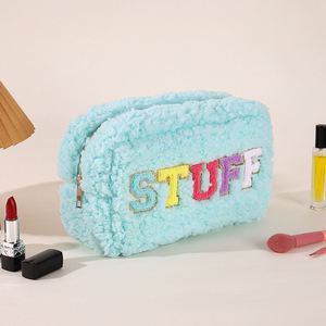 Custom Logo 2024 New Plush Chenille Embroidered Makeup Bag Large Capacity Winter <b>Toiletry</b> <b>Storage</b> Cosmetic Bag for Lady Girls - Product Image 6