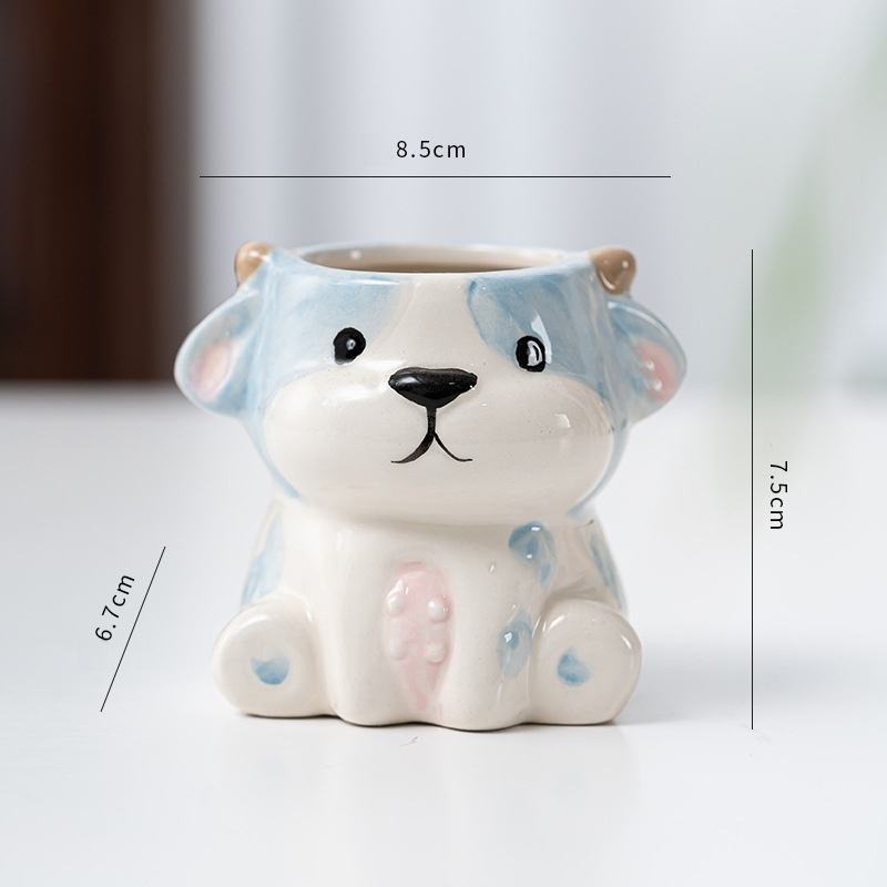 Peint en bleu clair + vache rose