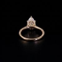 Cincin Wanita Moissanite GRA 6CT Potongan Pear Tetesan Air Perak S925 Dapat Lulus Tes, untuk Pernikahan dan Pertunangan