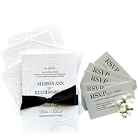 Ensemble de cartes d'invitation de mariage personnalisées avec suite RSVP, dorure à chaud, motif arche octogonale, bord festonné, papeterie élégante
