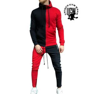 ชุดวอร์มแฟชั่นผู้ชายแบบสองสี ทรงปกติ เสื้อฮู้ดแบบสวมหัว กางเกงจ็อกเกอร์ ชุดออกกำลังกายฤดูหนาว - Product Image 4