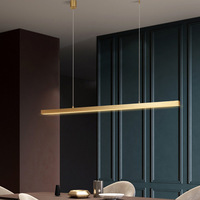 Lustre moderne en aluminium rectangulaire doré simple, linéaire, suspendu, pour cuisine, LED, pour table à manger