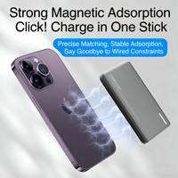 Cargador Inalámbrico Magnético 2 en 1 Portátil y Ultrafino de 10000 mAh, 10 W/15 W/20 W, Entrada Tipo C, Carga Rápida