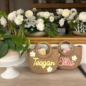 Bolsa <span class=keywords><strong>de</strong></span> <span class=keywords><strong>Playa</strong></span> <span class=keywords><strong>de</strong></span> Paja Personalizada con Cierre Abierto, Regalos para Damas <span class=keywords><strong>de</strong></span> Honor, Cesta para Niña <span class=keywords><strong>de</strong></span> las Flores - Product Image 4