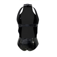 Femmes Sexy exotique en cuir verni chaîne costume moulante Corset Latex corps sous-vêtements tissés Costumes exotiques pour le sexe