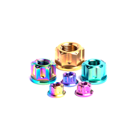 Mur Flens Titanium Warna Titanium GR2 GR5 Ukuran M4 M5 M6 M8 M10 M12 untuk As Roda yang Dapat Disesuaikan
