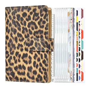 Set kulit Pu, sistem dompet Binder buku anggaran A6, amplop uang tunai 6 cincin